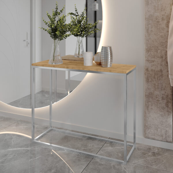 Konsola ARAMIS 80cm chrom / dąb wotan