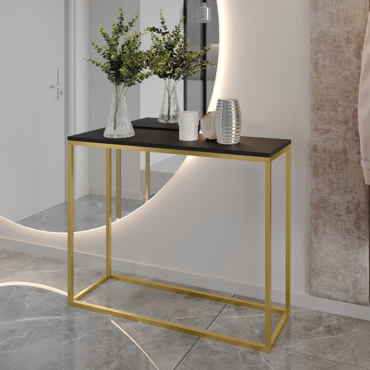 Konsola ARAMIS 80cm złoty / czarny