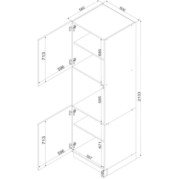 Słupek kuchenny D60PK ELLEN 08 dąb artisan / biała alaska