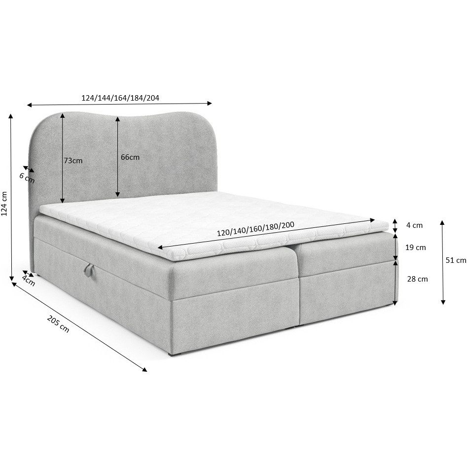 Łóżko kontynentalne AUDE LUX 200x200 + Topper GRATIS - obrazek 3