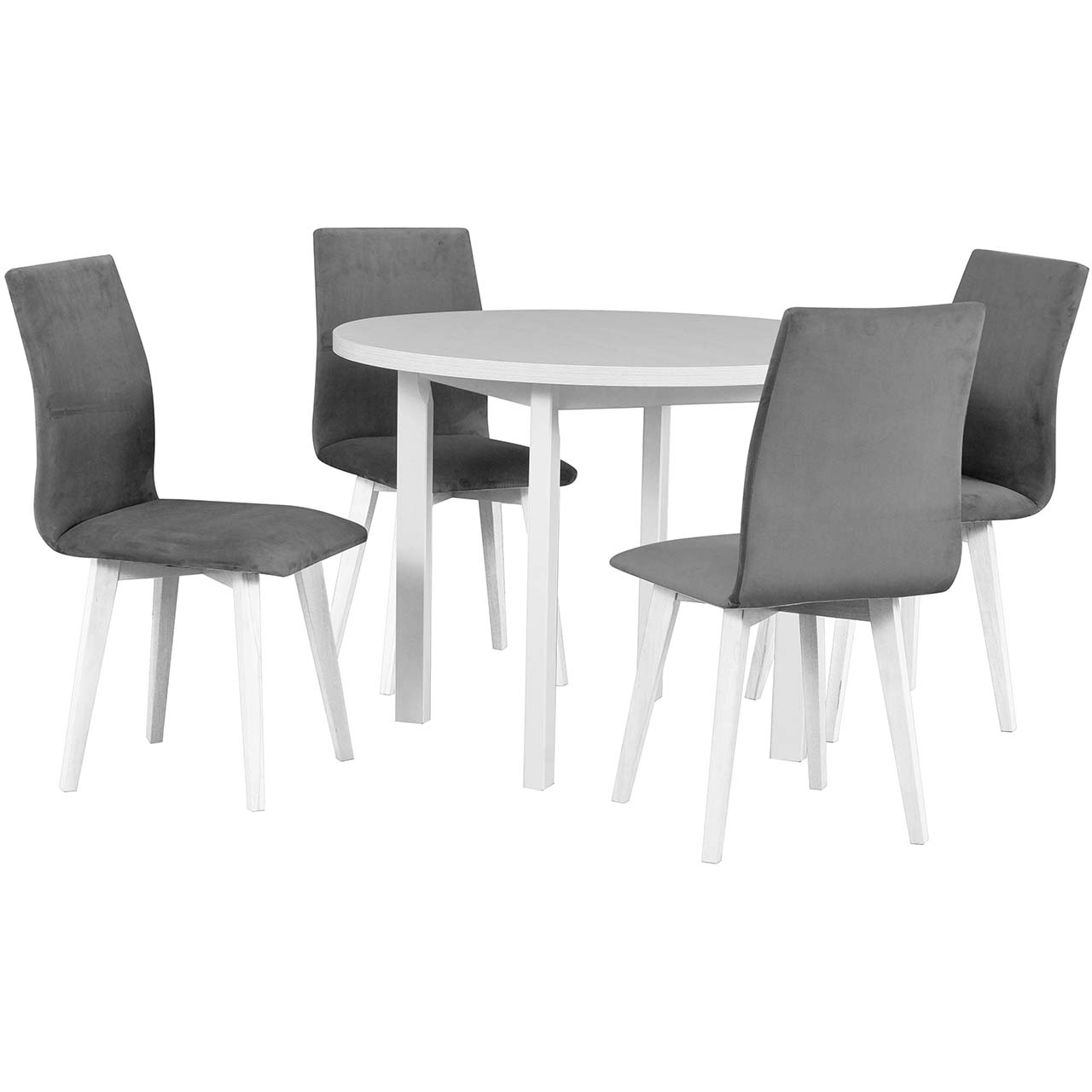 Stół DS23 biały laminat + krzesła DK47 (4 szt.) biały / 31A