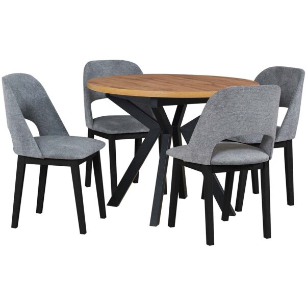 Stół DS58 artisan laminat / czarny + krzesła DK28 (4 szt.) czarny / 37A