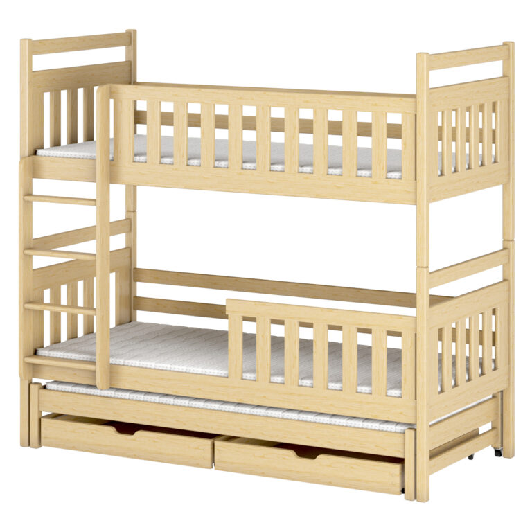 Drewniane łóżko piętrowe CLARA 90x200 do nowoczesnych wnętrz