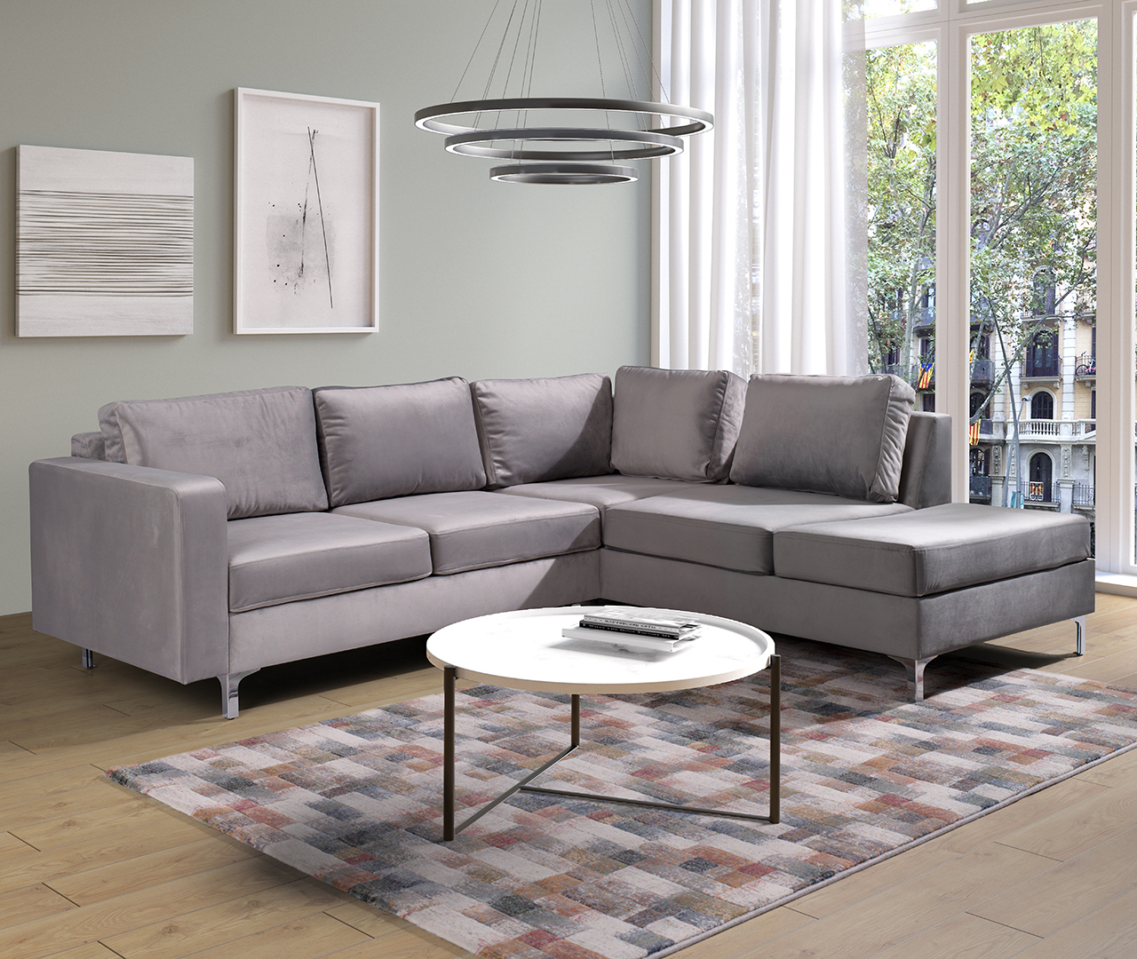 Narożnik ORLEAN VELVET tiffany 15 prawy - obrazek 2