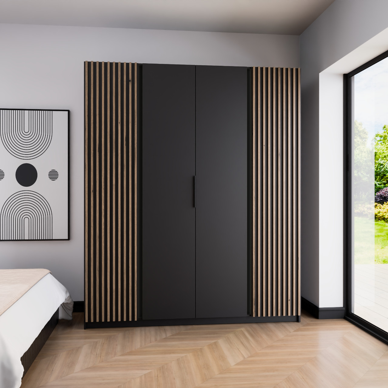 Szafa 200cm KAYA 11 czarny / czarny / dąb evoke - obrazek 2