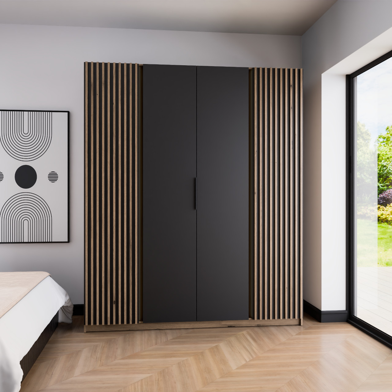 Szafa 200cm KAYA 11 dąb evoke / czarny / dąb evoke - obrazek 2