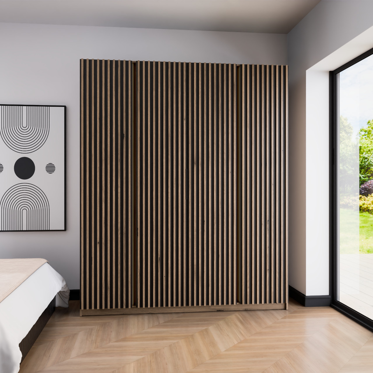 Szafa 200cm KAYA 15 dąb evoke / czarny / dąb evoke - obrazek 2