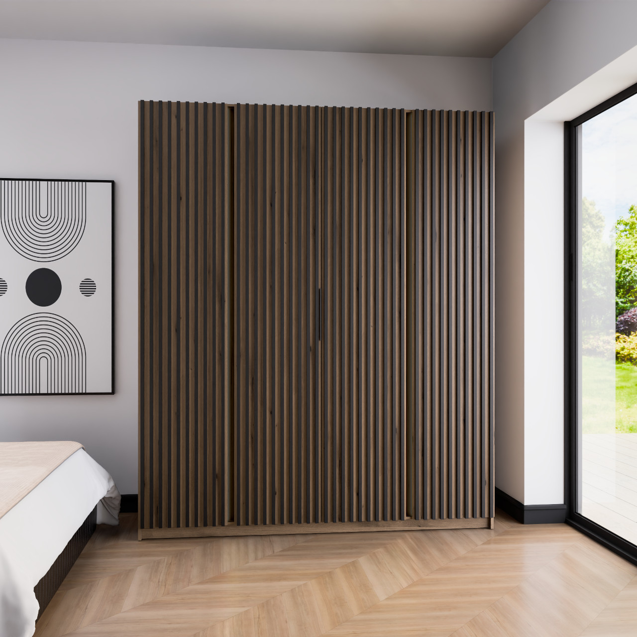 Szafa 200cm KAYA 15 dąb evoke / dąb evoke / czarny - obrazek 2