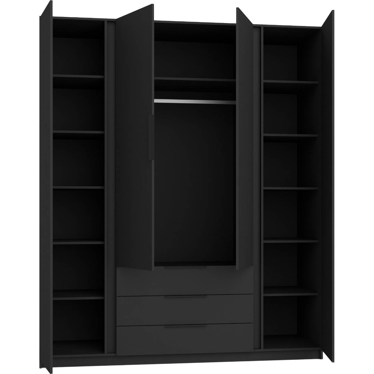 Szafa 200cm z lustrem i szufladami KAYA 05 czarny / dąb evoke / czarny - obrazek 4