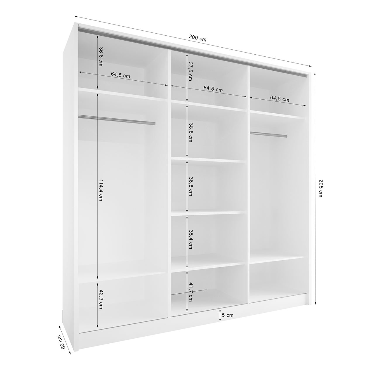 Szafa otwarta MERV K6 200 biała - obrazek 2