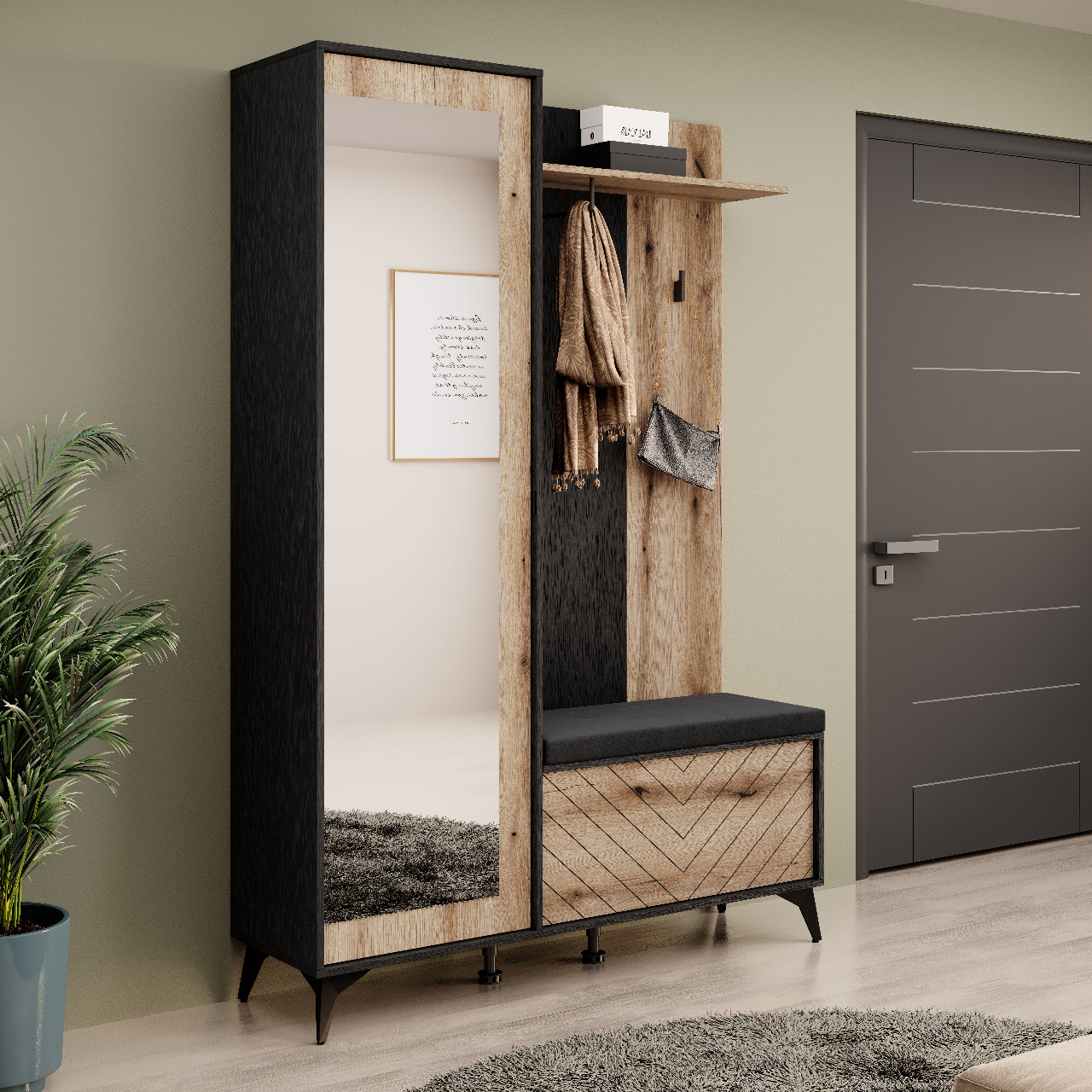 Garderoba MONDI 09 czarny / dąb evoke - obrazek 2