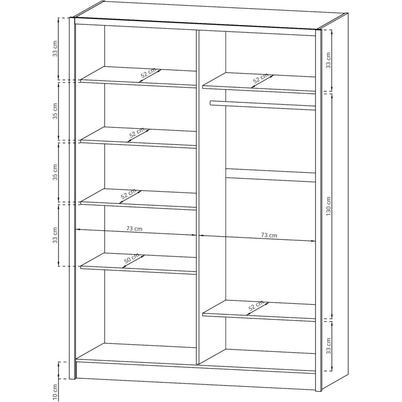 Szafa przesuwna z lustrem SIRI 150 biały / dąb artisan - obrazek 3