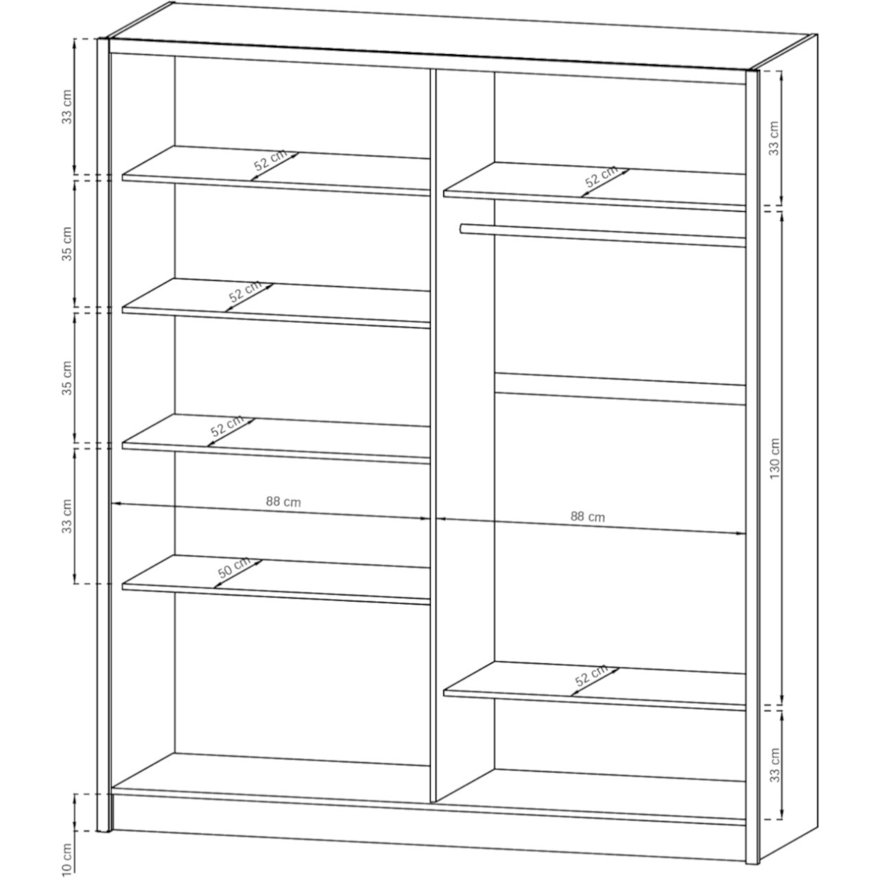 Szafa przesuwna z lustrem SIRI 180 biały / dąb artisan - obrazek 2