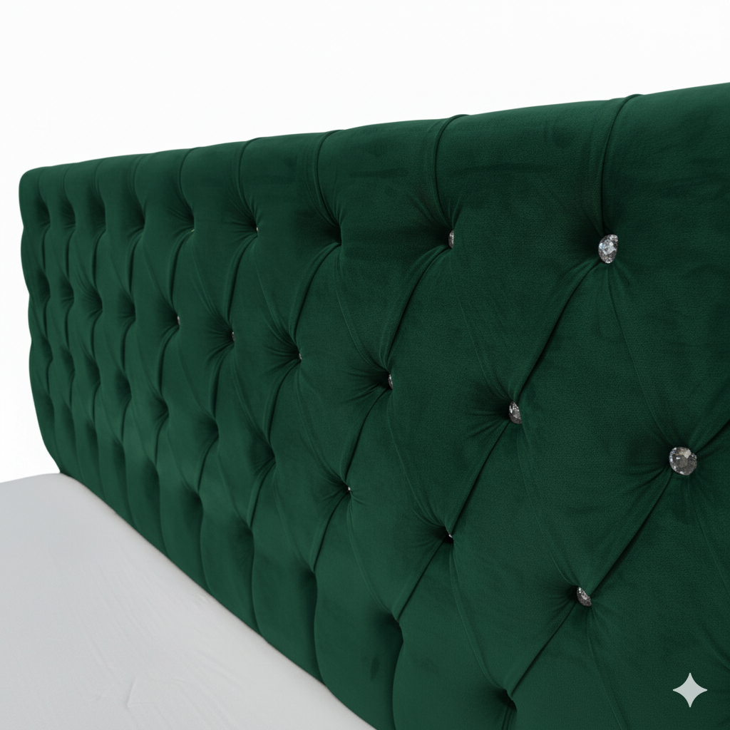 Łóżko tapicerowane 160x200 JANNETE "GLAMOUR" zielony - obrazek 3