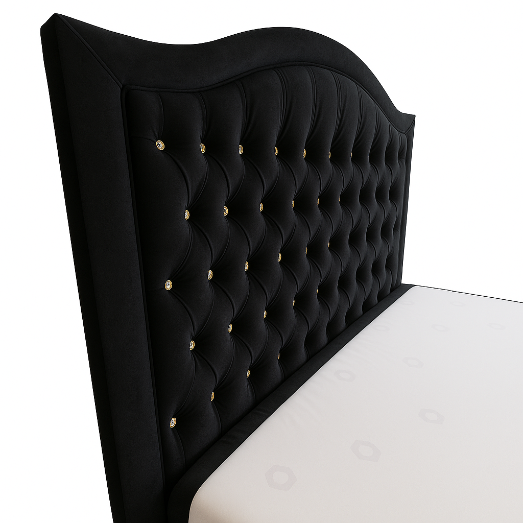 Łóżko kontynentalne 140x200 KING SIZE "Glamour" czarny - obrazek 6