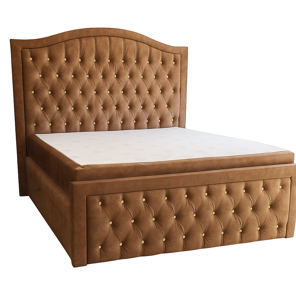 Łóżko kontynentalne 160x200 KING SIZE "Glamour" beżowy/karmel - obrazek 2