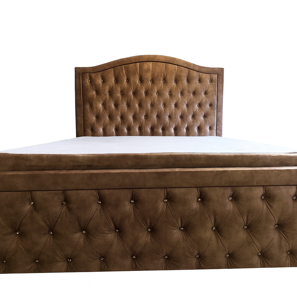 Łóżko kontynentalne 160x200 KING SIZE "Glamour" beżowy/karmel - obrazek 5