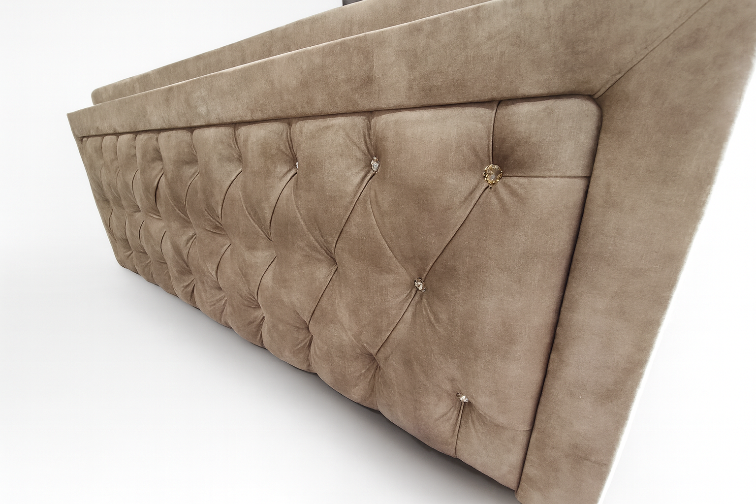 Łóżko kontynentalne 160x200 KING SIZE "Glamour" beżowy/karmel - obrazek 11