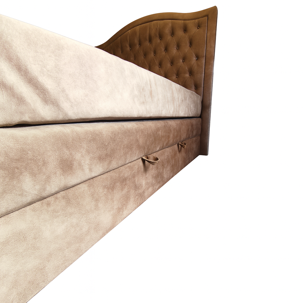 Łóżko kontynentalne 160x200 KING SIZE "Glamour" beżowy/karmel - obrazek 10