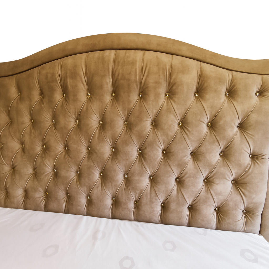 Łóżko kontynentalne 160x200 KING SIZE "Glamour" beżowy/karmel - obrazek 6