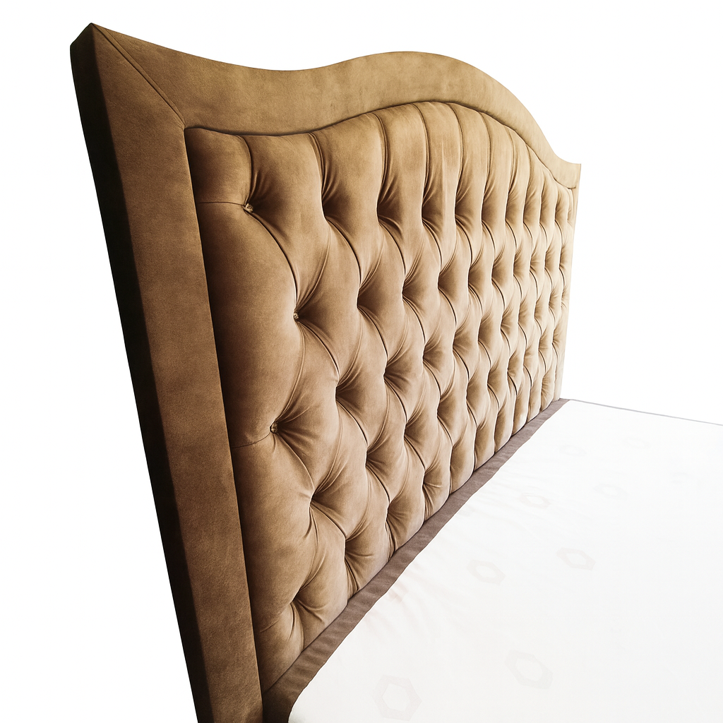 Łóżko kontynentalne 160x200 KING SIZE "Glamour" beżowy/karmel - obrazek 4