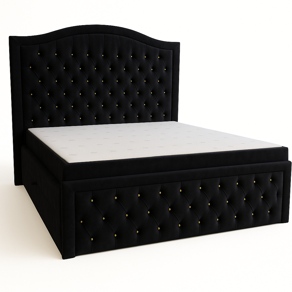 Łóżko kontynentalne 140x200 KING SIZE "Glamour" czarny - obrazek 2