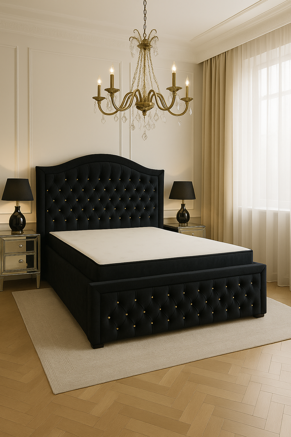 Łóżko kontynentalne 140x200 KING SIZE "Glamour" czarny - obrazek 11