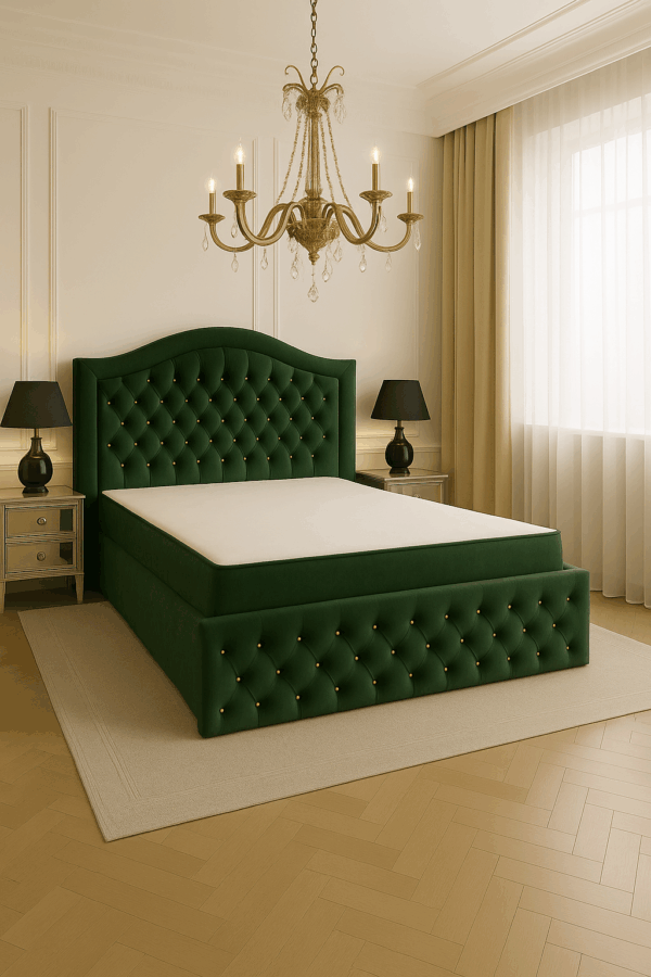 Łóżko kontynentalne 140x200 KING SIZE "Glamour" zielony