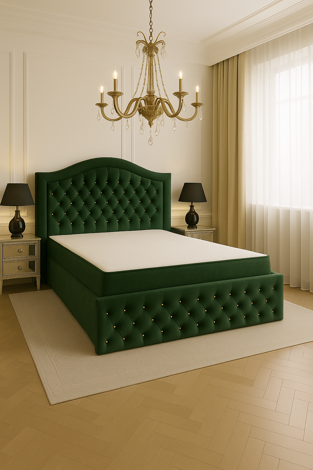 Łóżko kontynentalne 160x200 KING SIZE "Glamour" zielony
