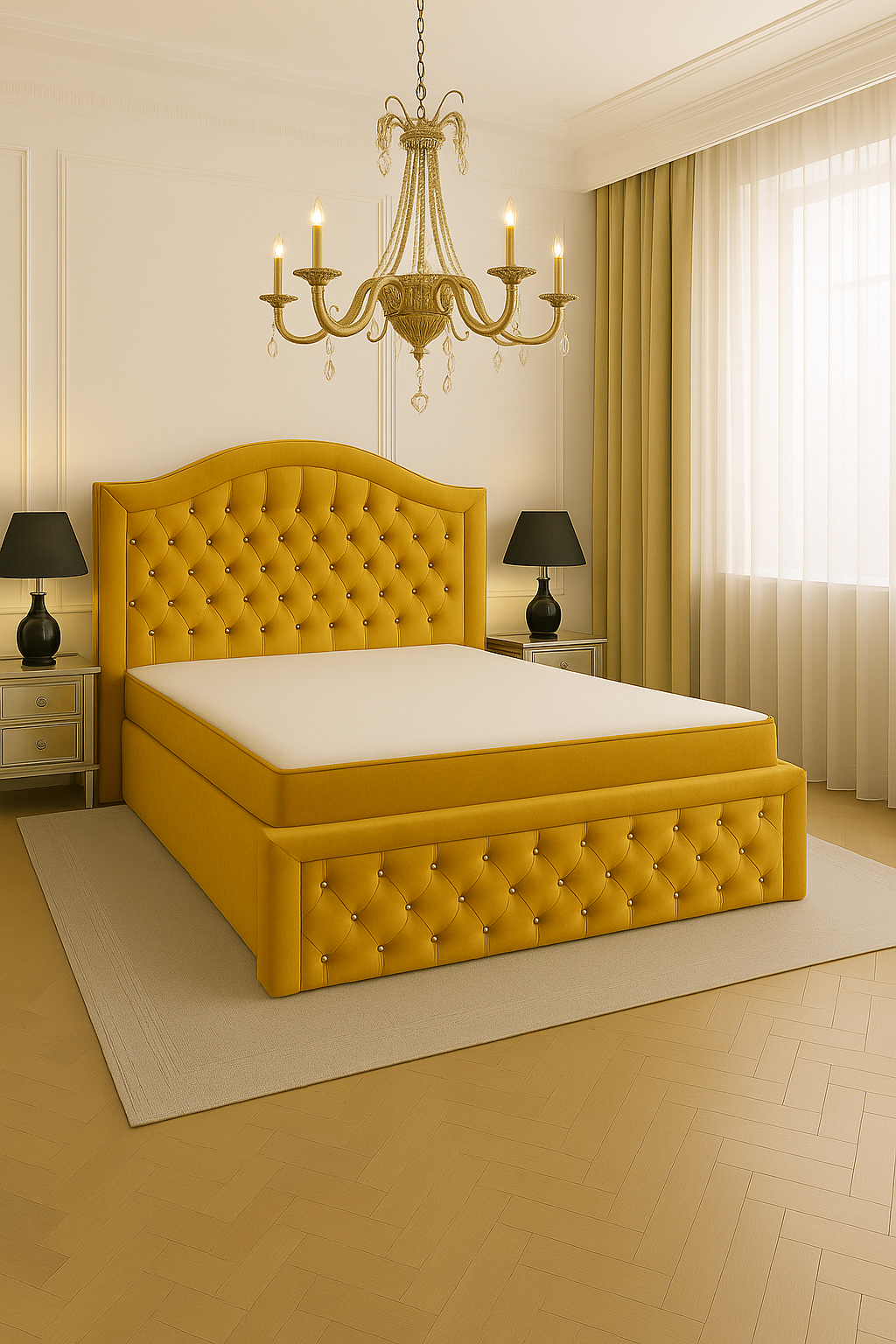 Łóżko kontynentalne 180x200 KING SIZE "Glamour" złoty - obrazek 10