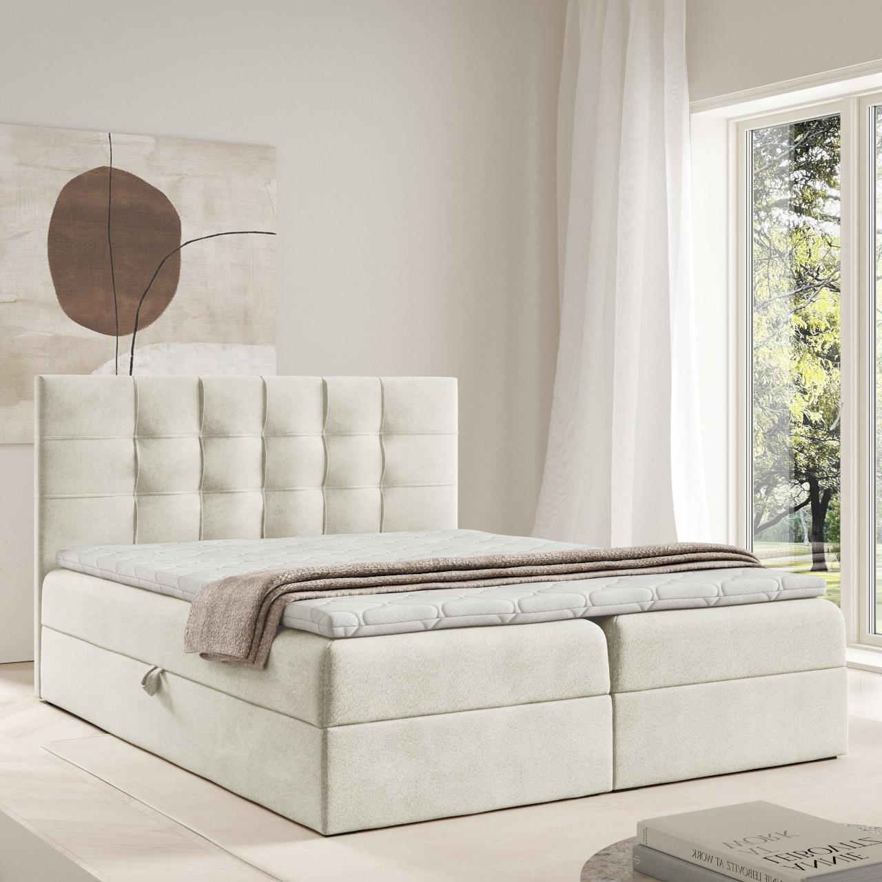 Łóżko kontynentalne ERSTE 140x200 z topperem gratis