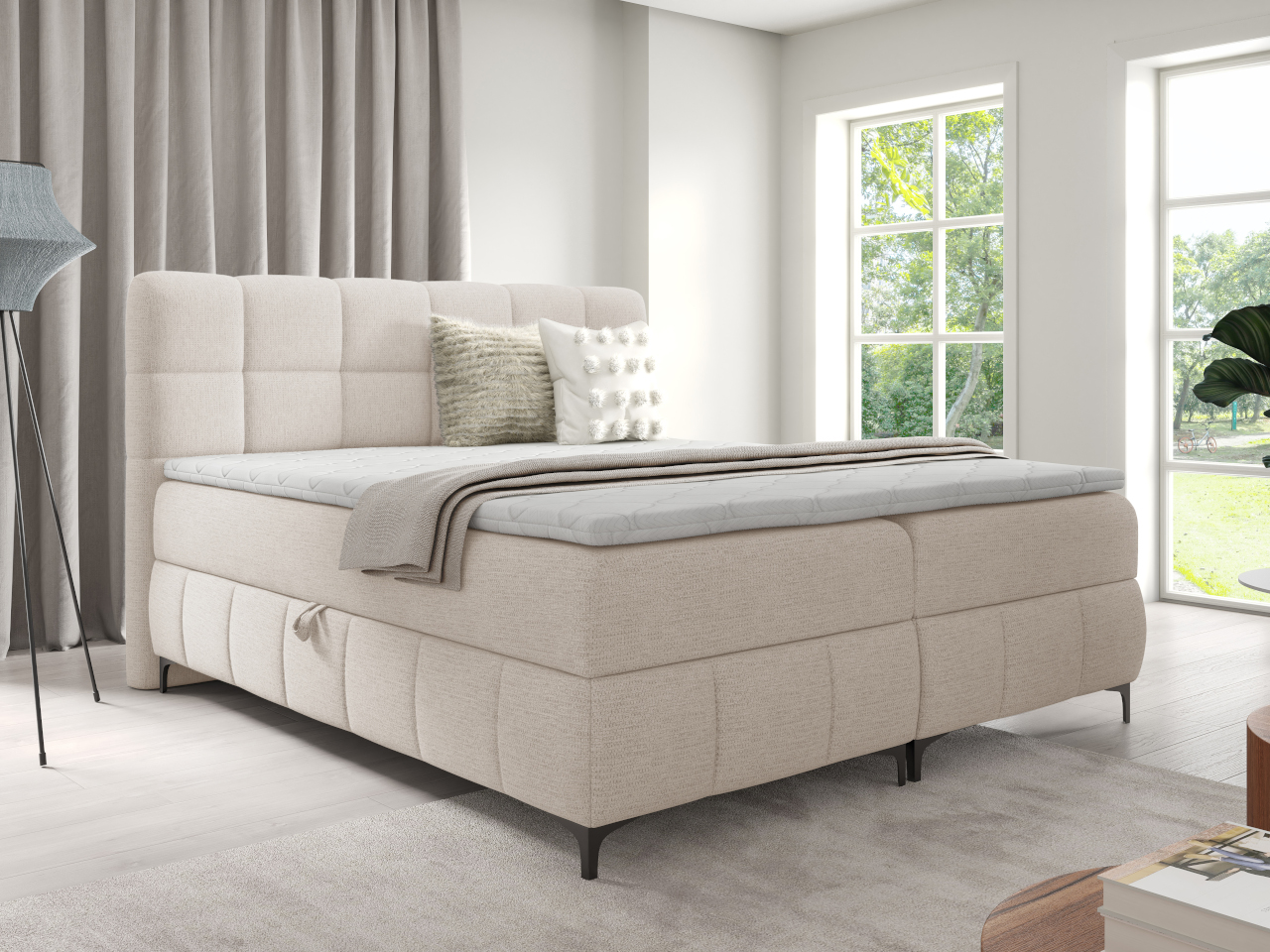 Łóżko kontynentalne ELLIS 160x200 z topperem GRATIS