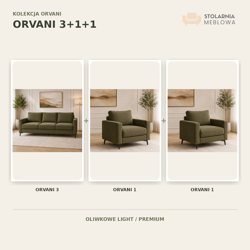 ORVANI 3+1+1 — sofa 3-osobowa i dwa fotele