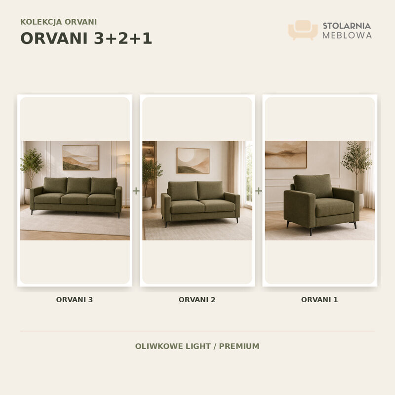 ORVANI 3+2+1 — sofa 3-osobowa, sofa 2-osobowa i fotel